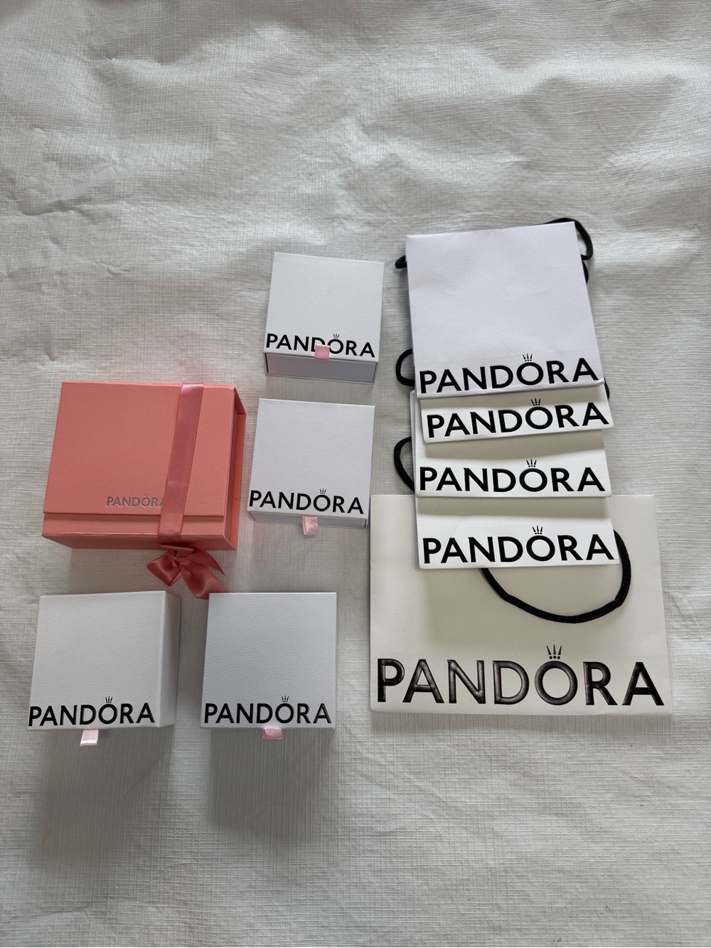 Pandora Boxes and Bag Gift Boxes & Bags Set - White & Pink Bundle